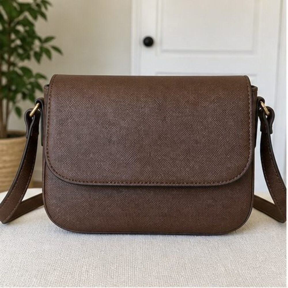 Camel Saffiano Crossbody Bag
